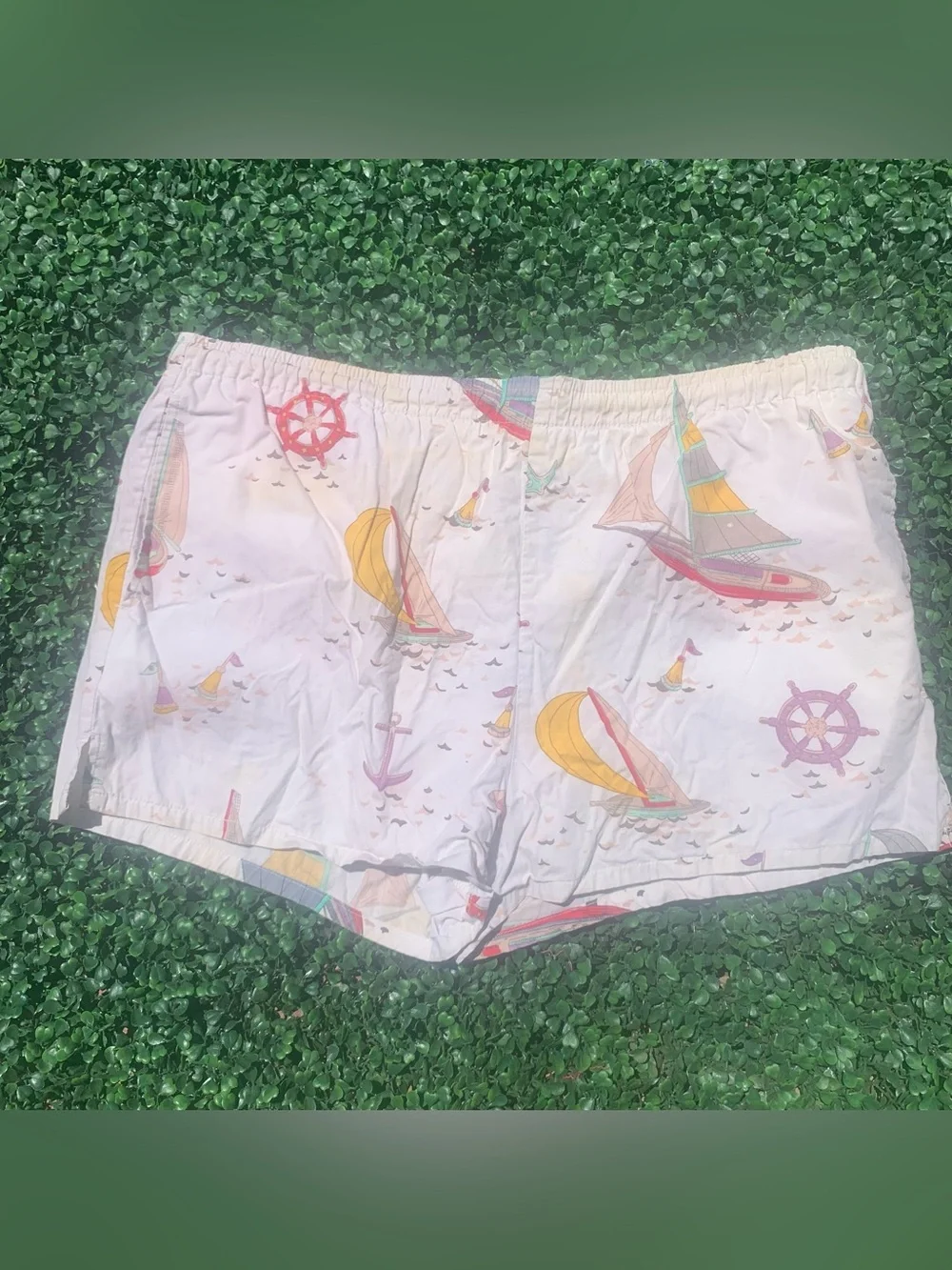 Vintage Nautica nautical sailing theme swim trunks - needs elastic repair